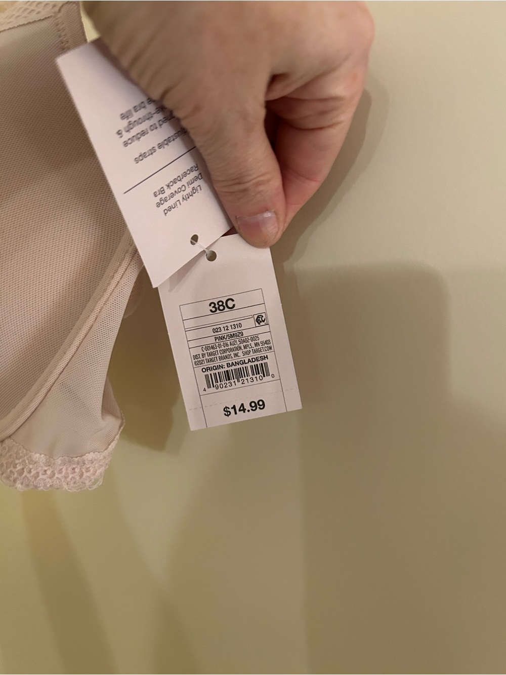 💚5 for $25💚 Auden Soft Blush Lace Racerback T-Shirt Bra - Picture 3 of 4